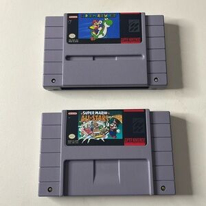 Super Mario World and Super Mario All-Stars for Super Nintendo. Tested Authentic